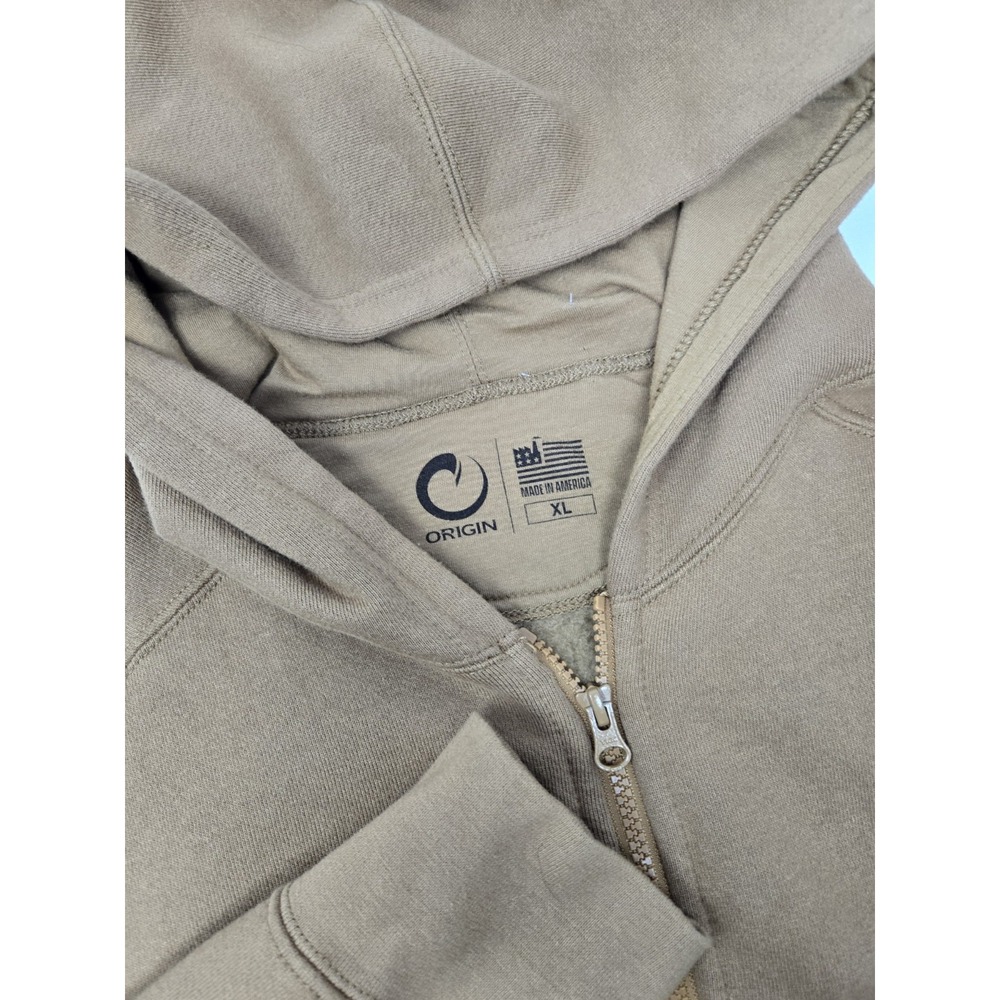 Origin Hooded Zip-up Jacket Mens XL Brown Hoodie Rn#164960 Made In The USA
